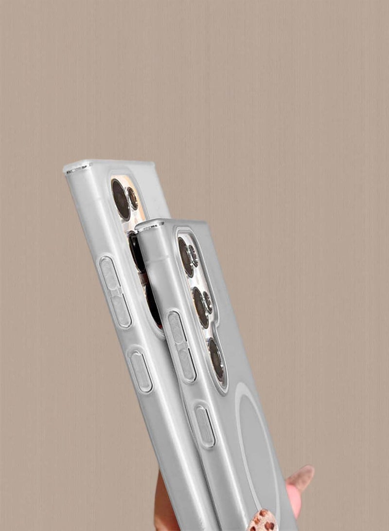Syndee Samsung Galaxy S25 Ultra 5G 2025 Syndee Series Hybrid Translucent Magsafe with Magnetic Charging Raised Camera Lips Elegant Look Case Cover - White  - Image 3