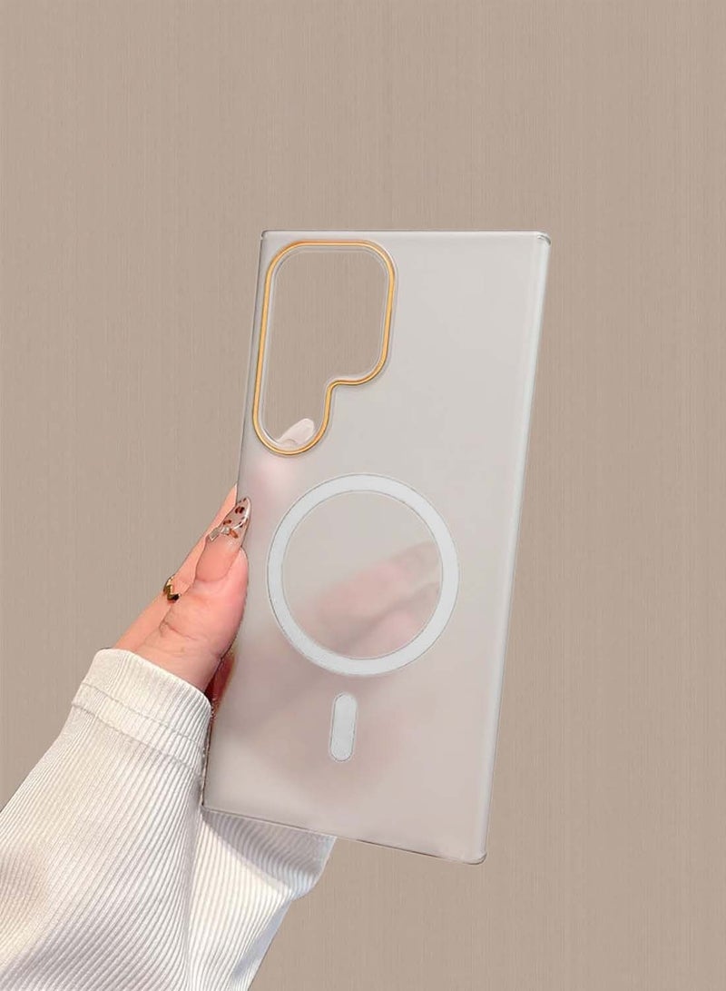 Syndee Samsung Galaxy S25 Ultra 5G 2025 Syndee Series Hybrid Translucent Magsafe with Magnetic Charging Raised Camera Lips Elegant Look Case Cover - White  - Image 4