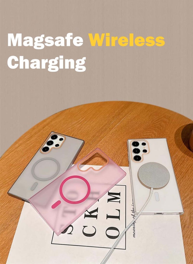 Syndee Samsung Galaxy S25 Ultra 5G 2025 Syndee Series Hybrid Translucent Magsafe with Magnetic Charging Raised Camera Lips Elegant Look Case Cover - White  - Image 5