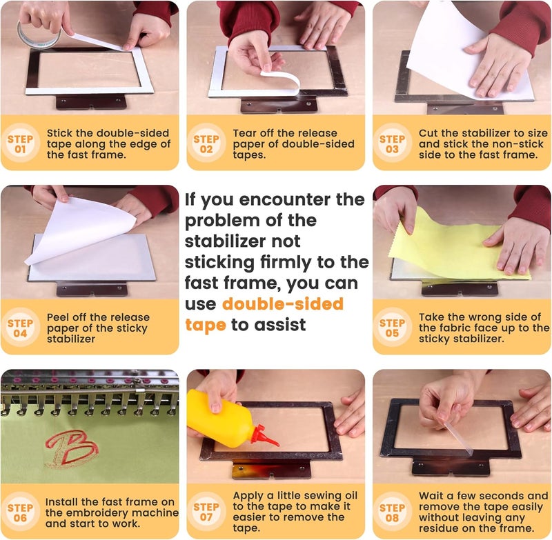 New brothread Sticky Self-Adhesive Tear Away Embroidery Stabilizer Backing 12" x 10 Yd roll - Medium Weight for Napped Fabric & Hoop Less Embroidery - Image 4