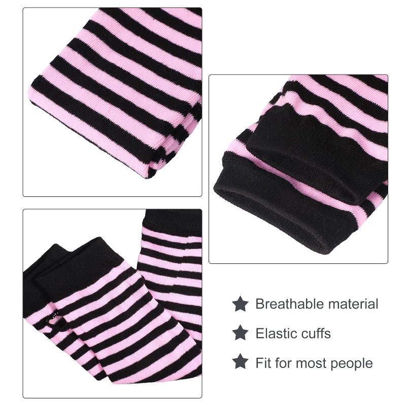 SATINIOR 6 Pairs Long Fingerless Gloves for Women Knit Thigh High Striped Arm Warmer Thumb Hole Stretchy Gloves(Bright Color) - Image 2