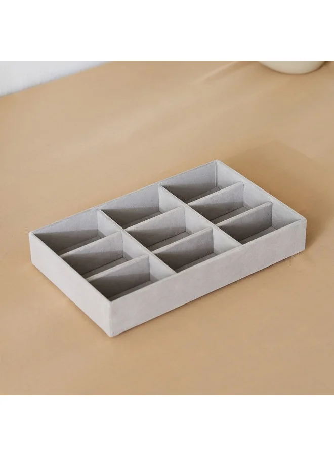 هوم بوكس صينية مجوهرات مخملية بتسعة أقسام . × . ×  سم