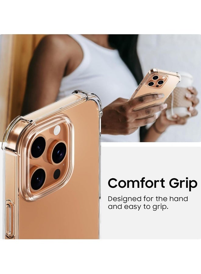 دوسالا جراب هاتف متوافق مع هاتف iPhone 16 Pro، جراب شفاف من قطعة واحدة مع 4 زوايا لحماية ضد الصدمات وحماية الكاميرا وغطاء مضاد للسقوط مع قطعتين من واقي الشاشة الخصوصية 5D لهاتف iPhone 16 Pro (عبوة من 3 قطع) - Image 4