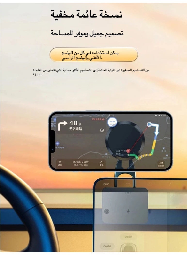 الخامس لطيفة حامل هاتف سيارة مغناطيسي معدني قابل للطي، قابل للدوران بزاوية 360 درجة ومثبت باللصق على لوحة القيادة، مزين بمغناطيس N50 قوي للملاحة، متوافق مع هواتف آيفون وسامسونج وجميع الهواتف الذكية - Image 5
