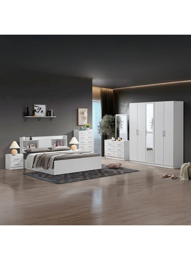 DANUBE HOME سرير ملكي فائق 180X200 مع تخزين بتصميم حديث قوي ومتين من الخشب - أبيض - Image 3