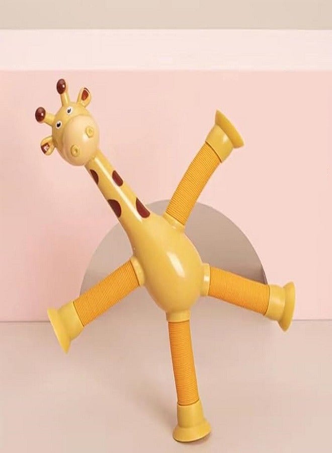 Telescopic Suction Cup Giraffe Toys, Sensory Giraffe Toy, Suction Cup Toy Kids, Giraffe Stuffed Animal, Anti-Stress Fidget Toys, Funny Educational (Brown) - Image 1