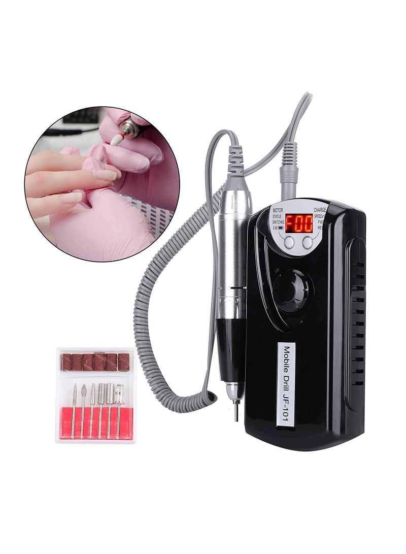general Rechargeable Nail Drill Machine, Nail Cutter Electric Nail Polisher Machine Manicure ABS Professional Portable Electric Nail Grinder Polishers Nail Drill Machine (Black) - Image 1