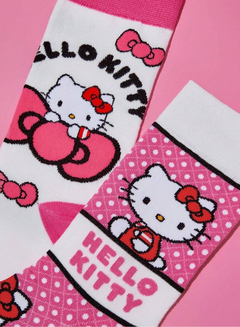 هالو كيتي طقم جوارب هالو كيتي بطول متوسط (زوجين) - Image 3