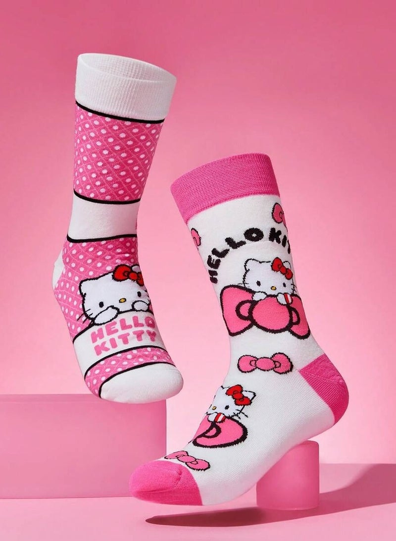 هالو كيتي طقم جوارب هالو كيتي بطول متوسط (زوجين) - Image 2