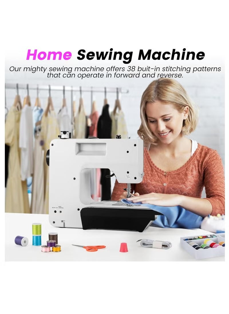 XiuWoo Sewing Machine, Mini Sewing Machine for Beginners and Kids, Portable Electric Sewing Machine, 38 Stitches Adjustable Speed Speed with Foot Pedal & Sewing Kit  - Image 2