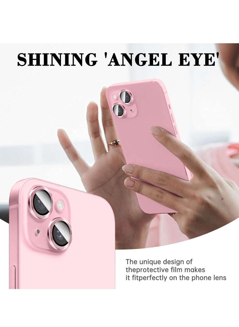ELTRAZONE "Pink Camera Lens Protector for iPhone 16/16 Plus – Tempered Glass Cover with Automatic Alignment Metal Rings and HD Anti-Scratch Protection" - Image 3