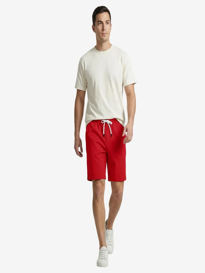 Tommylife Brick Red TOMMY Men's Polyester-Elastane Shorts for Men | Best Price UAE