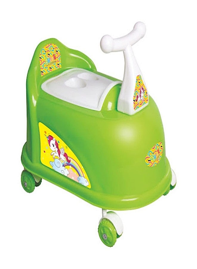 RPC99 Scotty Shape Potty Training seat with Easy Grip Handles, Wheels, Non toxic Material Comfortable seat for 2+ years Kids (Green) - Image 3