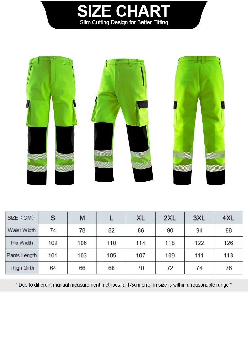 Zuolaya - High Vis Work Pants Unisex Multiple Pockets Reflective Safety Pant for Safety Work & Outdoor Activities Workwear Green/Black XL - Image 1