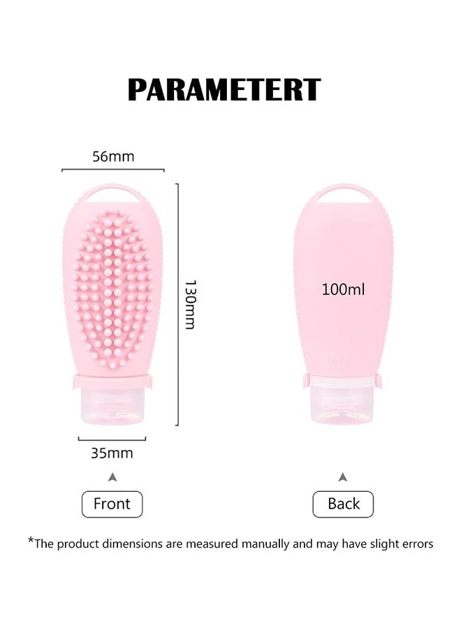 JCB CHIC 4 عبوات سفر محمولة لمستلزمات النظافة الشخصية، عبوات مستلزمات النظافة الشخصية المعتمدة للحمل على متن الطائرة بسعة 100 مل، أنابيب سيليكون قابلة للضغط ومقاومة للتسرب، إكسسوارات سفر قابلة لإعادة التعبئة لشامبو وسائل الاستحمام - Image 2