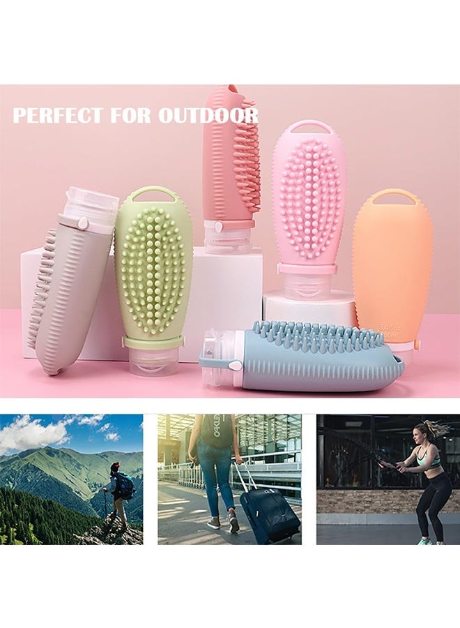 JCB CHIC 4 عبوات سفر محمولة لمستلزمات النظافة الشخصية، عبوات مستلزمات النظافة الشخصية المعتمدة للحمل على متن الطائرة بسعة 100 مل، أنابيب سيليكون قابلة للضغط ومقاومة للتسرب، إكسسوارات سفر قابلة لإعادة التعبئة لشامبو وسائل الاستحمام - Image 3