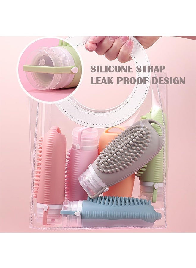 JCB CHIC 4 عبوات سفر محمولة لمستلزمات النظافة الشخصية، عبوات مستلزمات النظافة الشخصية المعتمدة للحمل على متن الطائرة بسعة 100 مل، أنابيب سيليكون قابلة للضغط ومقاومة للتسرب، إكسسوارات سفر قابلة لإعادة التعبئة لشامبو وسائل الاستحمام - Image 4