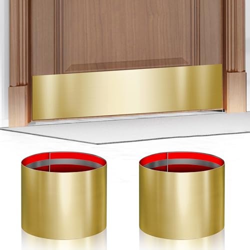 Profasion 2 Pack 8" x 34" Self Adhesive Door Kick Plate for Bottom of Door, Stainless Steel Front Door Kick Plates, Kickplates for 36" Door Interior and Exterior (Gold) - Image 1