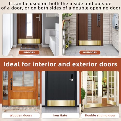 Profasion 2 Pack 8" x 34" Self Adhesive Door Kick Plate for Bottom of Door, Stainless Steel Front Door Kick Plates, Kickplates for 36" Door Interior and Exterior (Gold) - Image 5