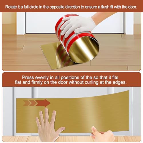 Profasion 2 Pack 8" x 34" Self Adhesive Door Kick Plate for Bottom of Door, Stainless Steel Front Door Kick Plates, Kickplates for 36" Door Interior and Exterior (Gold) - Image 4