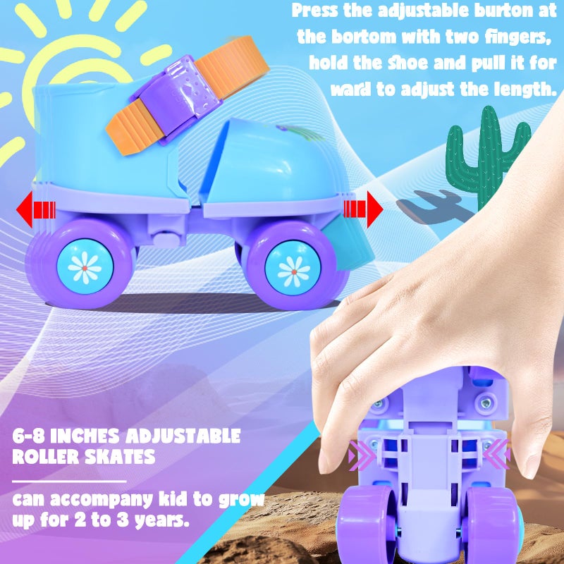 SMOOJOY Toddler Roller Skates for Kids Girls Boys Ages 3-5 Adjustable Quad Skate Shoes for Beginners Blue Rollerskates patines para niÃ±os - Image 4