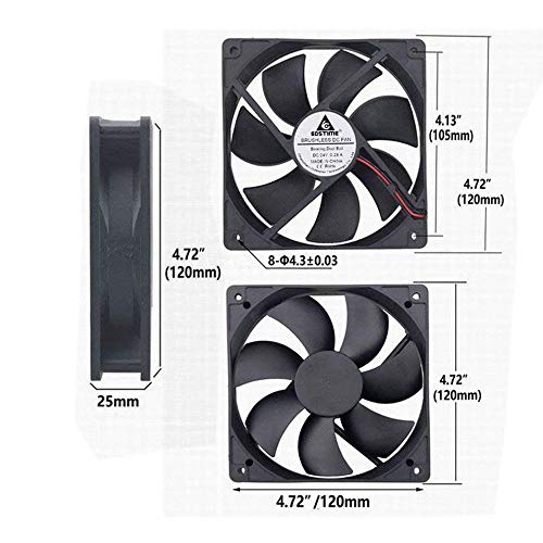 AISIBO DC Cooling Fan Brushless Fan Computer Fan Case 5 inch Ball Bearing Exhaust Fan 12025 120mmx120mm x25mm (DC12V 0.33A) - Image 5