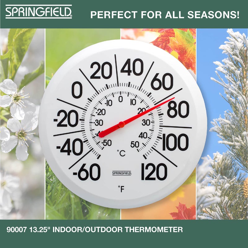 Springfield Indoor Outdoor Big and Bold Thermometer with Mounting Bracket, Easy to Read Numbers for Patio, Pool, and Indoor Areas, 13.25-Inch, White - Image 4