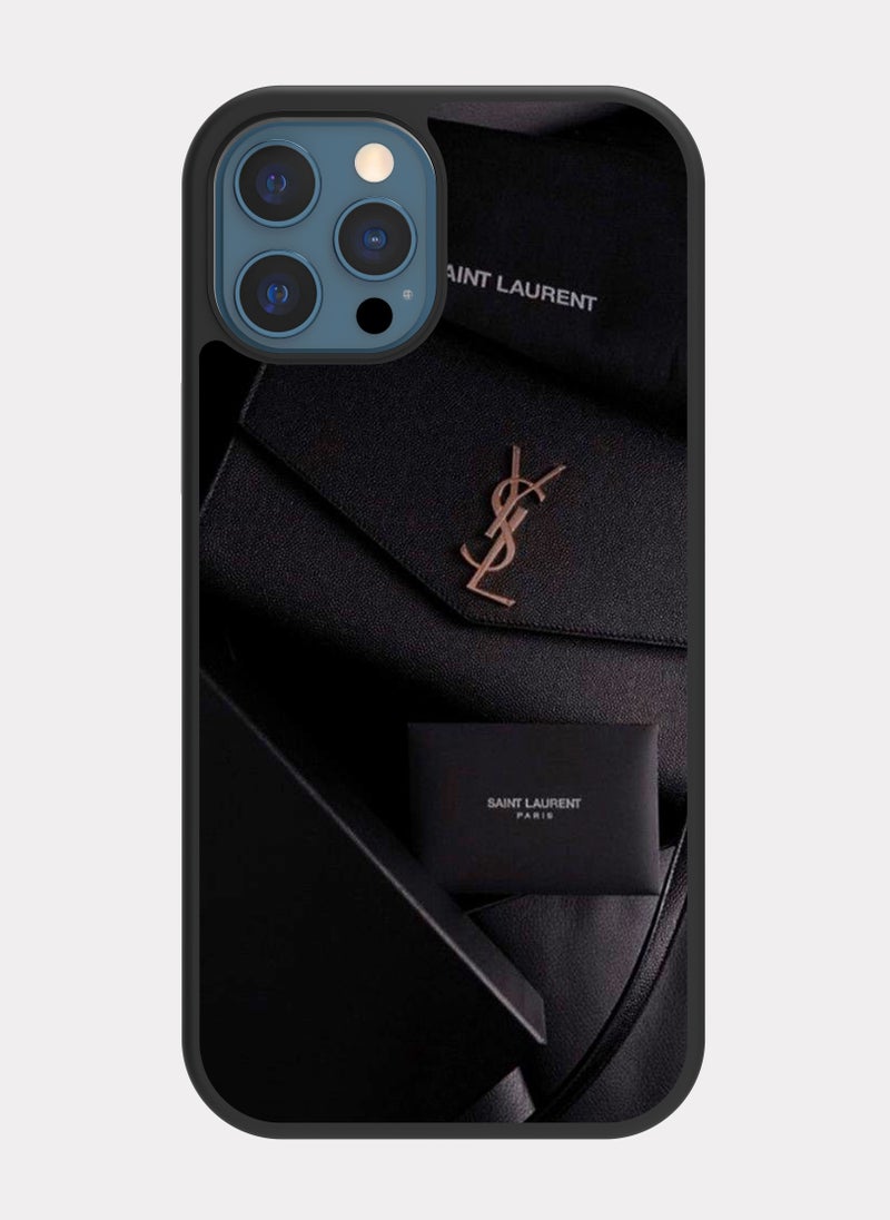 بكسلات كفر ايفون 12 برو ماكس ذهبي اسود إيف سان لوران - Image 1