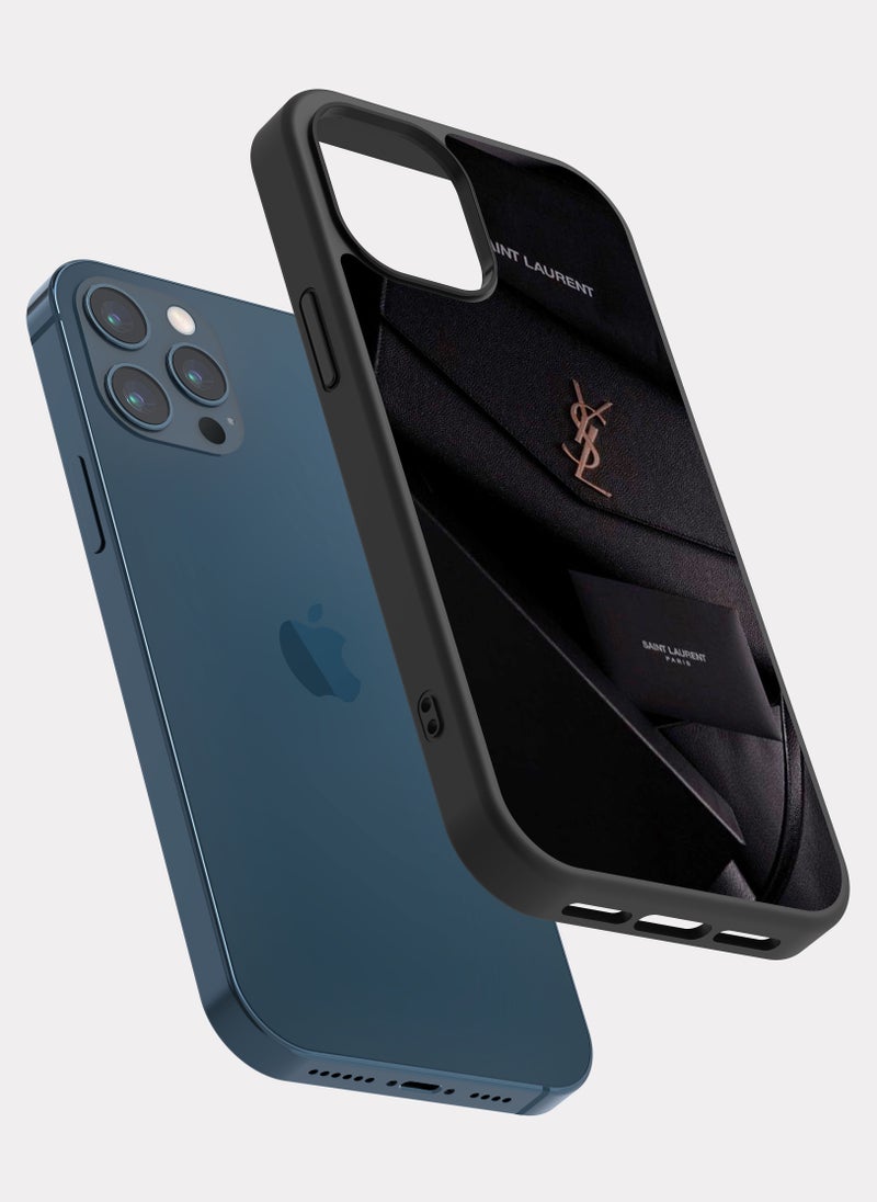 بكسلات كفر ايفون 12 برو ماكس ذهبي اسود إيف سان لوران - Image 2