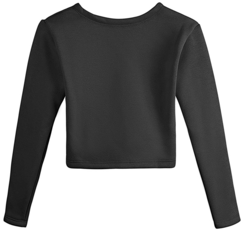 DANSHOW Girls Ballet Wrap Tops Kids Long Sleeve Dance Sweater,Velvet Inner(824-130-06) Black - Image 2