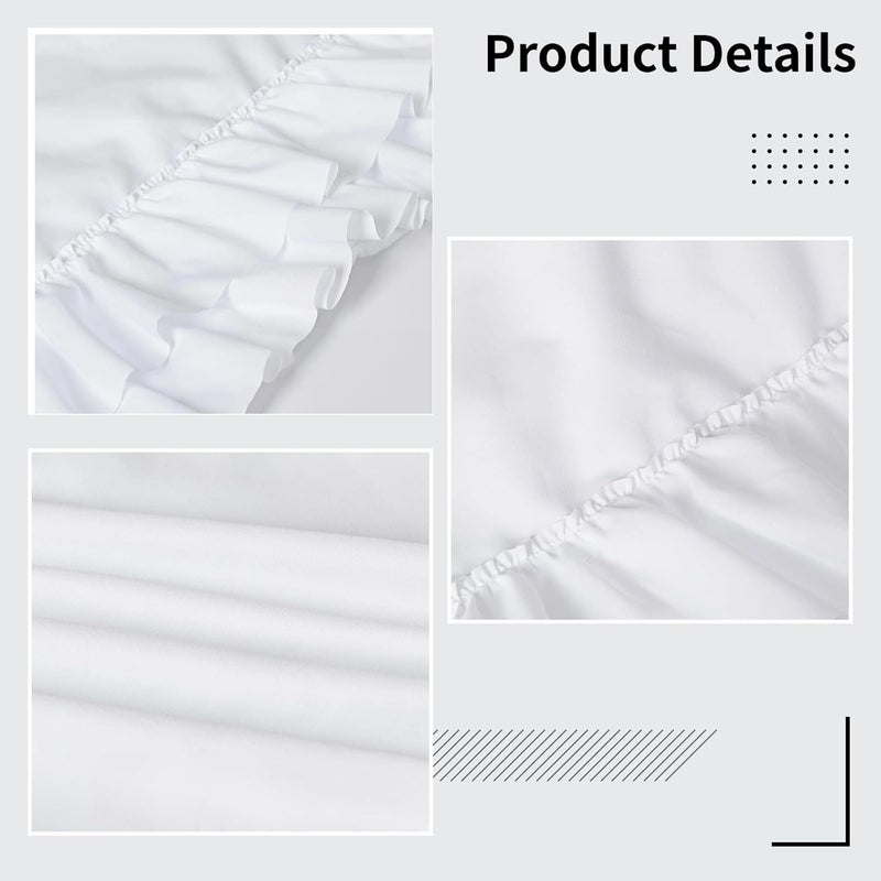 2-Piece Farmhouse Pillow Shams, White Ruffle Pillowcases, 20 X 30 in, Polyester, with Split Flap Closure - Image 4