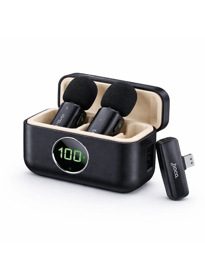 هوكو ميكروفون لاسلكي مزدوج من Hoco - تقنية إلغاء الضوضاء (ENC) - صوت عالي الدقة 360 درجة - Image 4