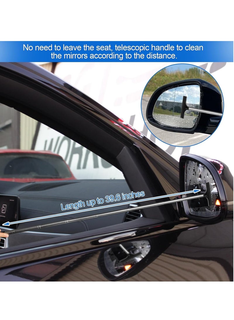 Excefore 2 Pcs Car Mirror Wiper, 38.6in Handle Car Side Mirror Squeegee, Car Mirror Squeegee, Side Mirror Squeegee, Mini Squeegee for Rainy Foggy Weather  - Image 3