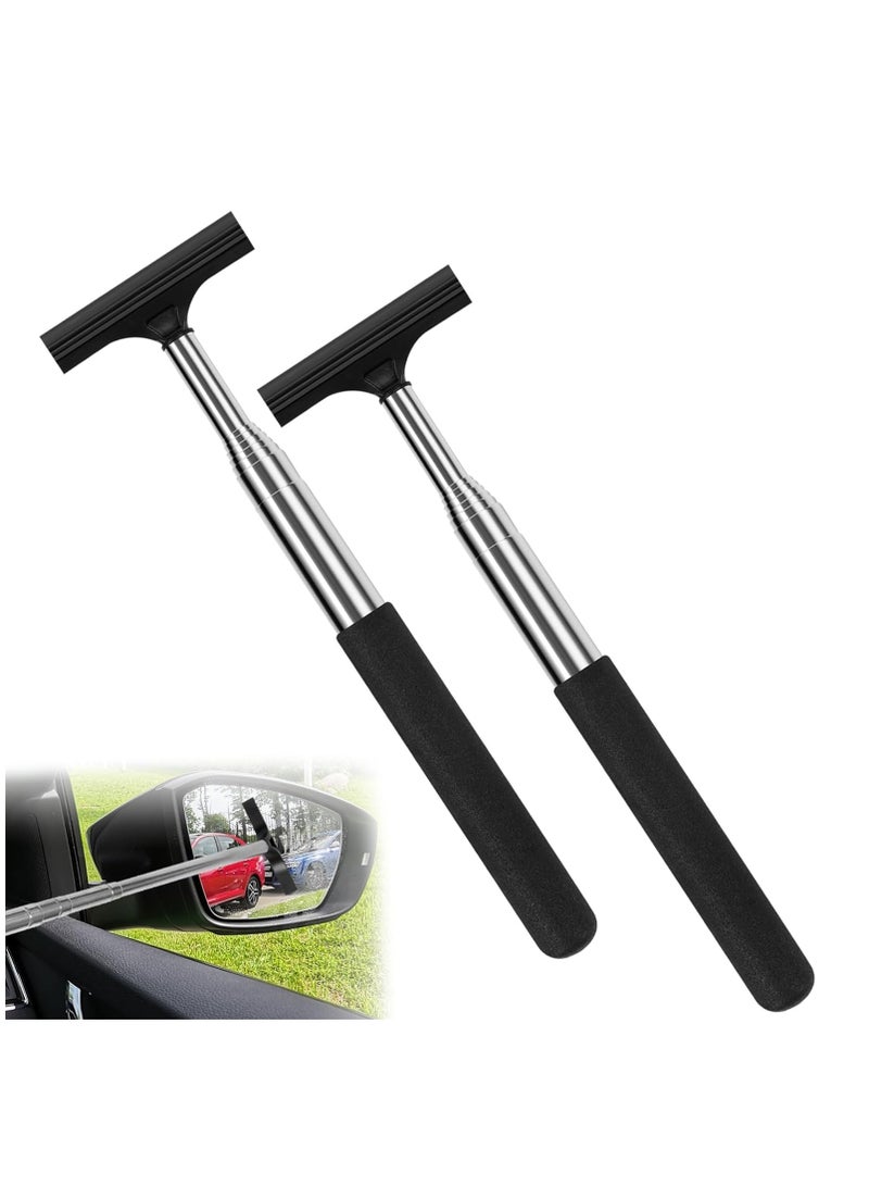 Excefore 2 Pcs Car Mirror Wiper, 38.6in Handle Car Side Mirror Squeegee, Car Mirror Squeegee, Side Mirror Squeegee, Mini Squeegee for Rainy Foggy Weather  - Image 1