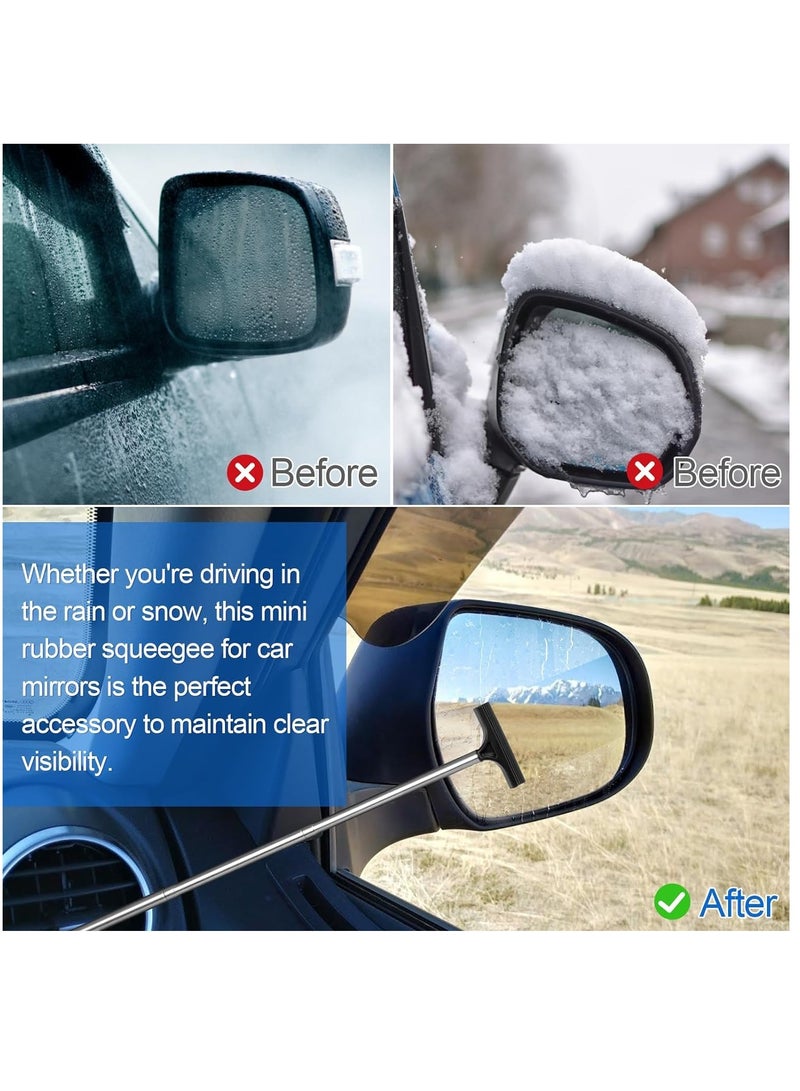 Excefore 2 Pcs Car Mirror Wiper, 38.6in Handle Car Side Mirror Squeegee, Car Mirror Squeegee, Side Mirror Squeegee, Mini Squeegee for Rainy Foggy Weather  - Image 4