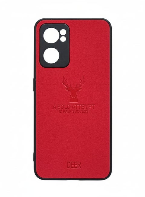 جراب واقٍ بتصميم أنيق من جلد الغزال لهاتف realme 9i - أحمر