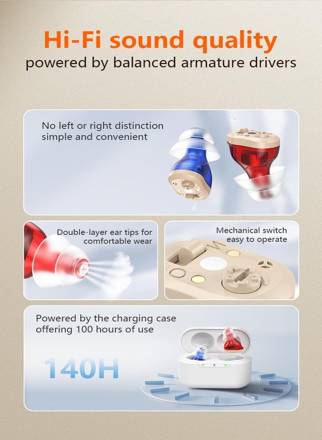 BY4U OTC Hearing Aids for Seniors and Adults for Hearing Loss BY4U Rechargeable Hearing Amplifiers with 16-Channel Digital Noise Cancelling,Volume Control,Invisible,Wireless,Comfortable,Charging Box - Image 3