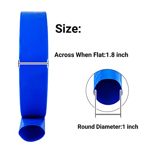 Geowaky 1" x 50 FT Pool Backwash Hose, Blue Heavy Duty Reinforced PVC Lay Flat Water Discharge Hose for Swimming Pool Filter Pump,with 2 Clamp - Image 2
