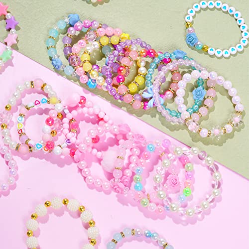 Dxhycc 24 Pieces Princess Bracelets Girls Beaded Bracelets Little Girls Costume Jewelry Set for Birthday Party Favors - Image 5