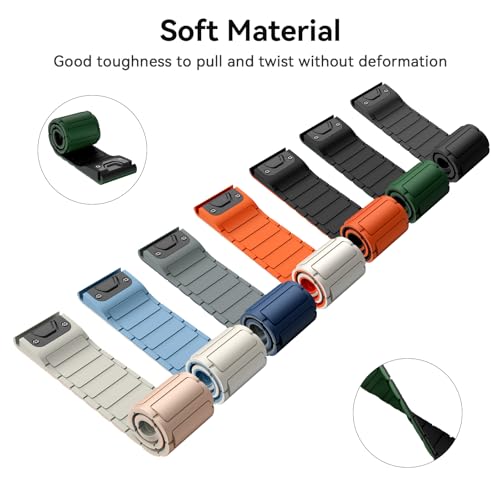 ISABAKE Watch Band for Garmin Fenix 8 47mm/Fenix 7/6/5, 22mm QuickFit Silicone Magnetic Strap for EPIX Pro/Approach S60/S62 - Image 3