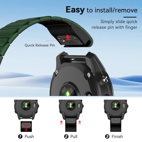 ISABAKE Watch Band for Garmin Fenix 8 47mm/Fenix 7/6/5, 22mm QuickFit Silicone Magnetic Strap for EPIX Pro/Approach S60/S62 - Image 4