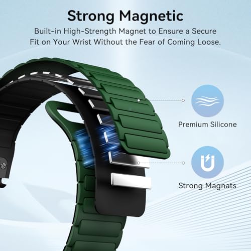 ISABAKE Watch Band for Garmin Fenix 8 47mm/Fenix 7/6/5, 22mm QuickFit Silicone Magnetic Strap for EPIX Pro/Approach S60/S62 - Image 2