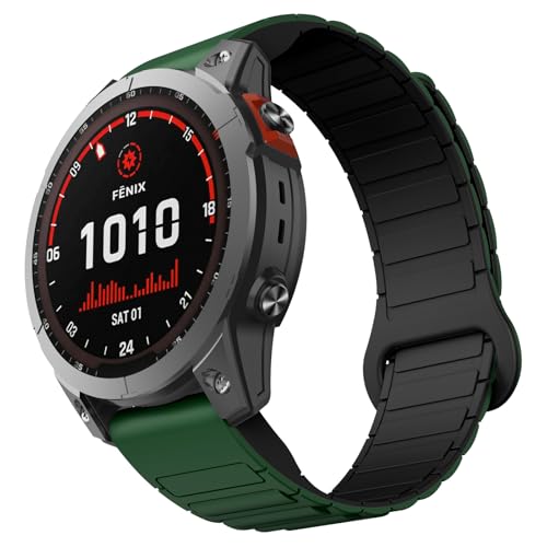 ISABAKE Watch Band for Garmin Fenix 8 47mm/Fenix 7/6/5, 22mm QuickFit Silicone Magnetic Strap for EPIX Pro/Approach S60/S62 - Image 1