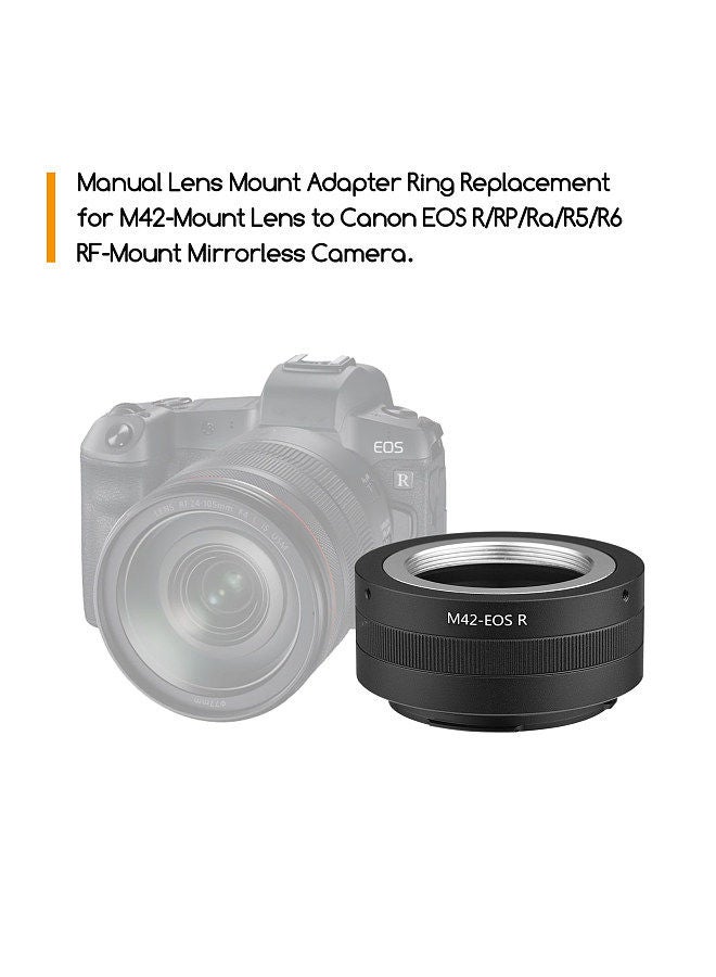 Manual Lens Mount Adapter Ring Aluminum Alloy for M42-Mount Lens to Canon EOS R/RP/Ra/R5/R6 RF-Mount Mirrorless Camera  - Image 4