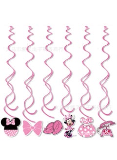 Generic dishi Pink Minnie Mickey Mouse Birthday Party Decoration Banner Cake Insert Balloon Party Supplies Hanging 6PCs-pink Minnie 