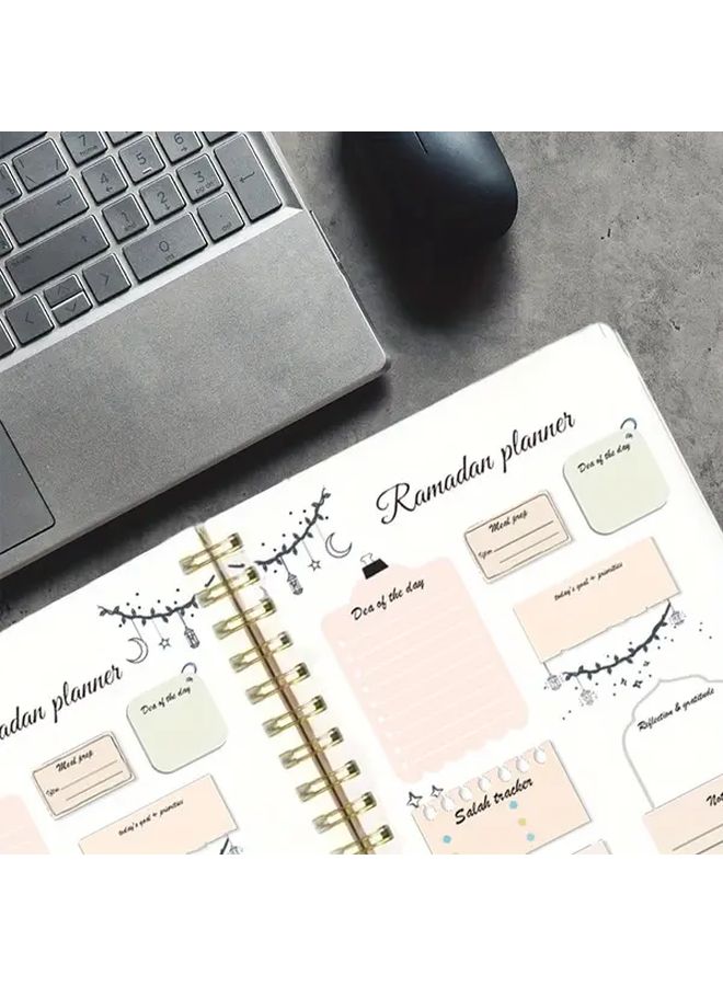 Ramadan Planner Notebook 2 Pcs A5 Diary 100 Pages Daily Use With To Do Lists Priorities And Journal Notes Crescent Moon Design - Image 3