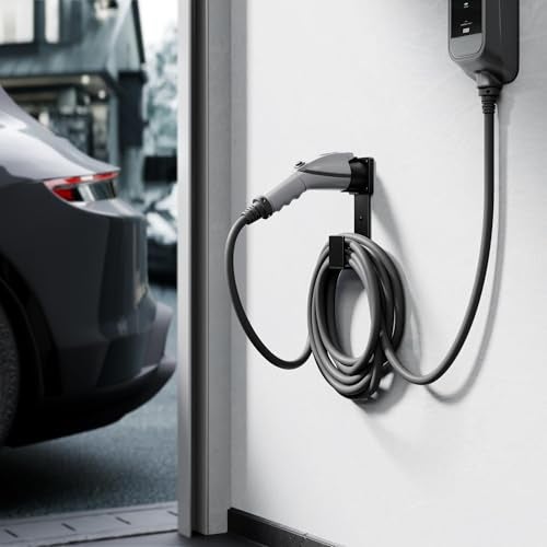 bussdis EV Charger HolderJ1772 Connector Nozzle Holster Dock and JHook Combination EV Cable Holder WallMount Electric Vehicle Charger - Image 3