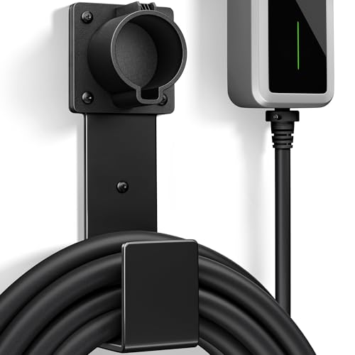 bussdis EV Charger HolderJ1772 Connector Nozzle Holster Dock and JHook Combination EV Cable Holder WallMount Electric Vehicle Charger - Image 1