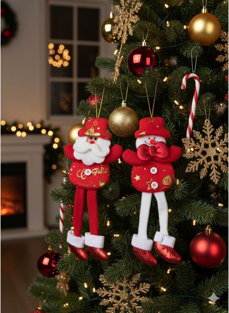 تعليقة سانتا و سنومان 25 سم  عليقة باب عيد الميلاد بابا نويل وسانتا زينة شجرة او باب عدد 1 قلادة شجرة عيد الميلاد بتصميم رجل ثلج سانتا كلوز بتصميم مظلة إبداعية