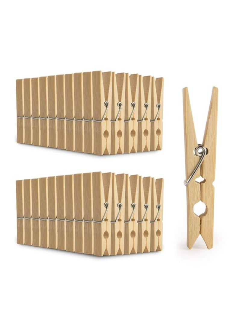 Pack of 100 | Wooden Clothespins | Durable Wood, Sturdy Spring, Versatile Clips for Laundry, Craft Projects, Home Organizing, Wedding Decor, and Daily Use.  - Image 1